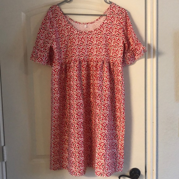 Red Floral Dress - Picture 4 of 5